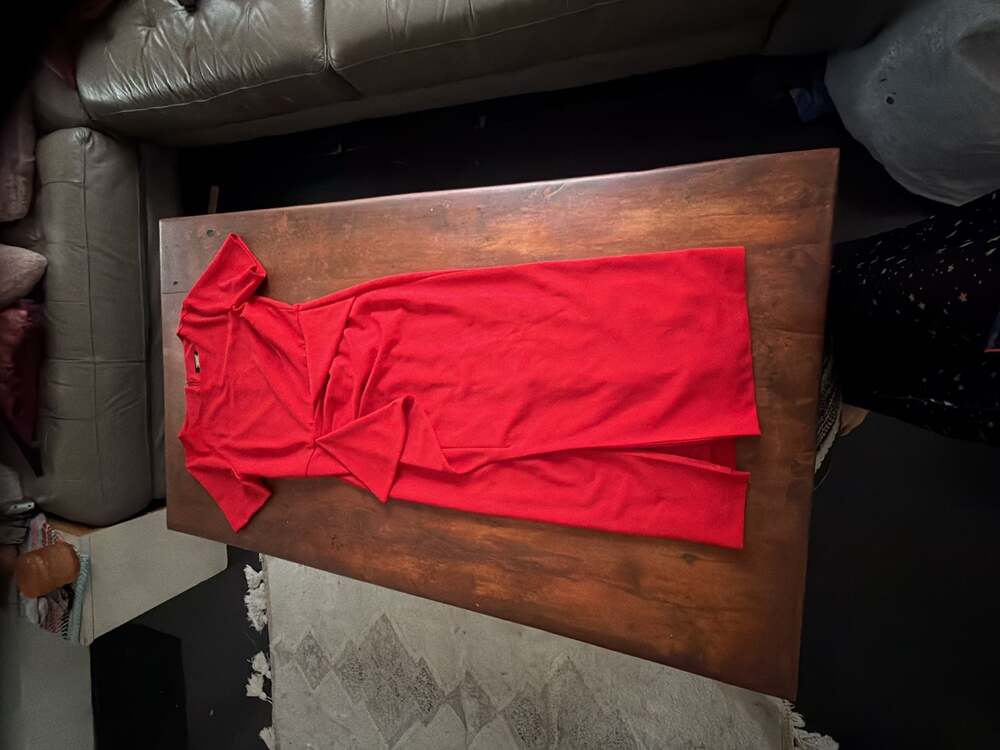 Alexia Admor Red Short Sleeve Midi Dress Size M
